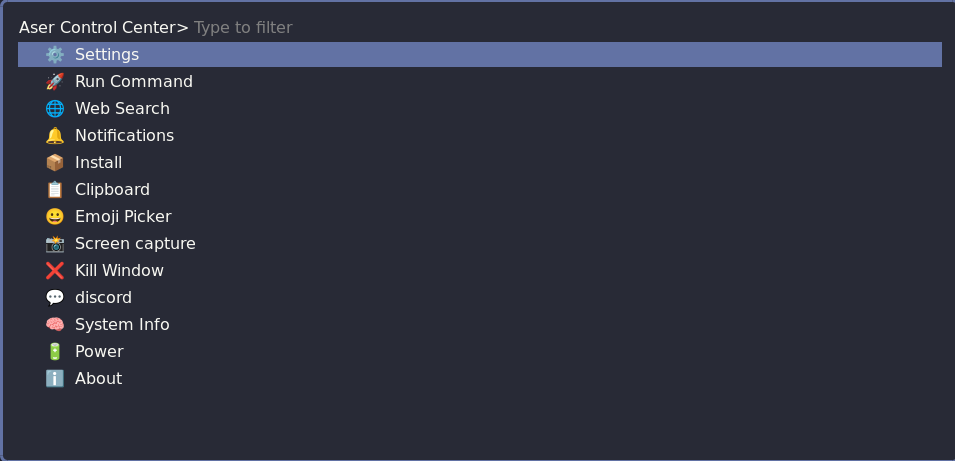 quick menu screenshot